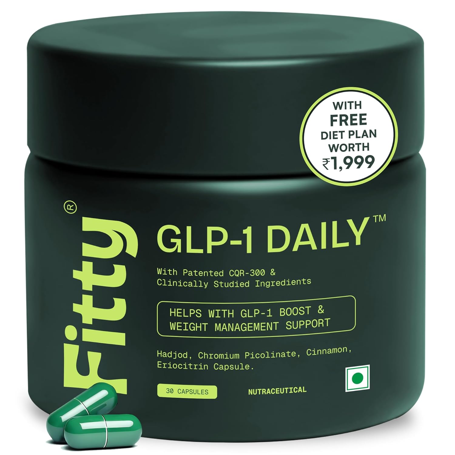 PCOS GLP-1 support supplement bottle with ingredients